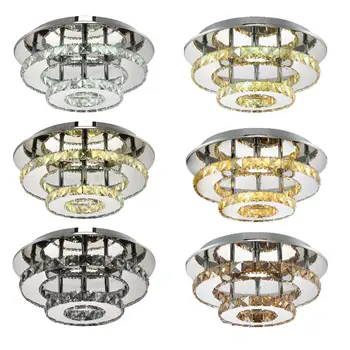 

36W Round Ceiling Lamp 30cm Crystal Double-Layer Indoor Lighting for Home Lights