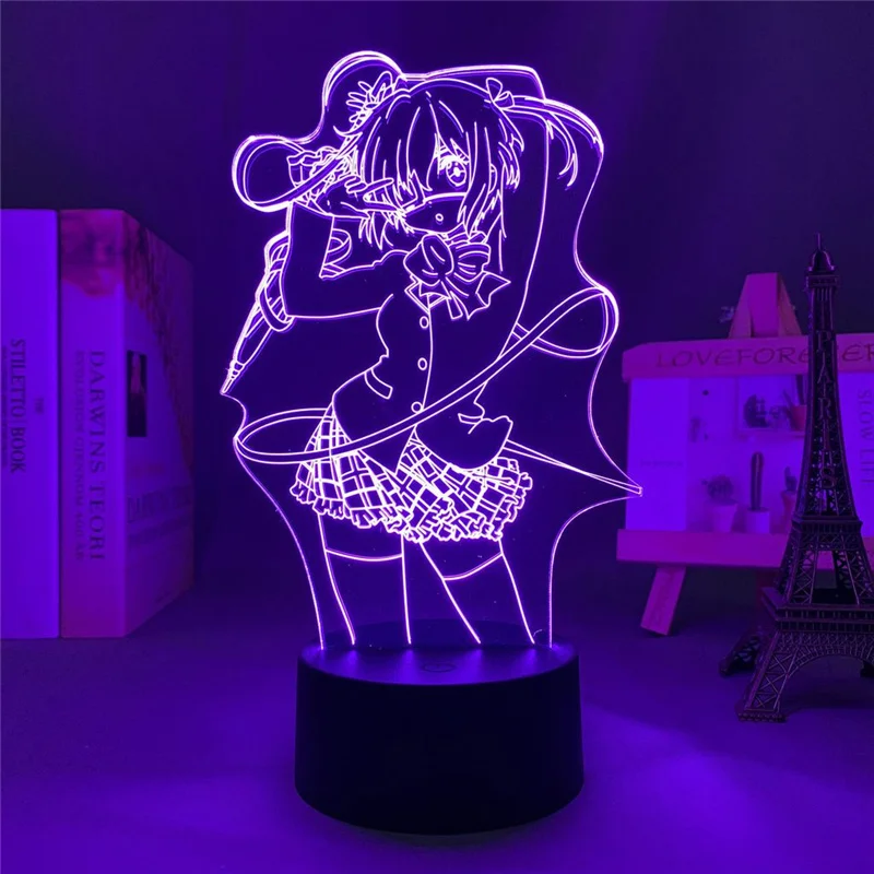 Anime Love Chunibyo & Other Delusions Led Night Light Takanashi Rikka Acrylic Bedside Lamp Creative Colorful Touch Table Lamp portable night light