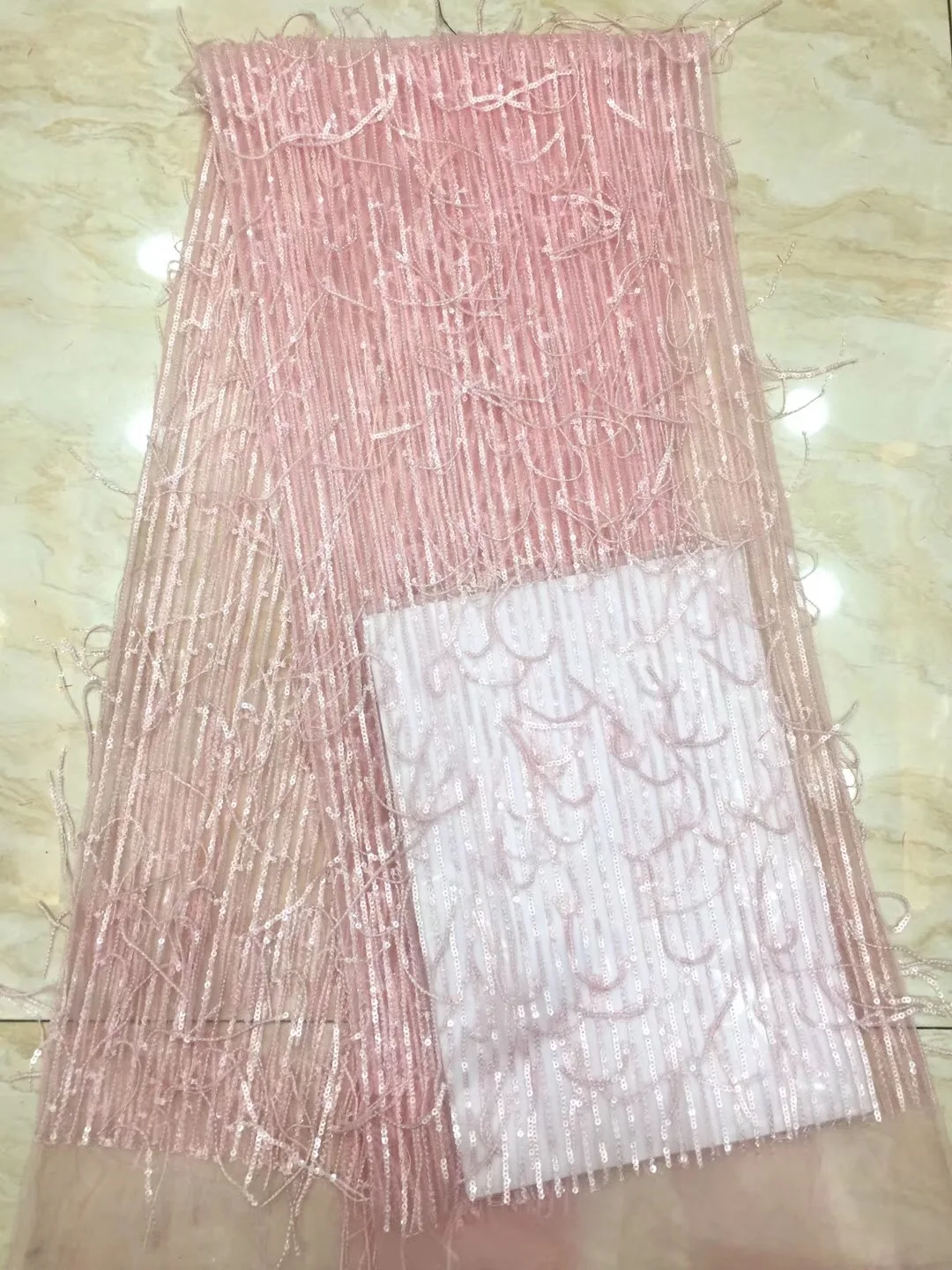 Новая сетчатая ткань с бисером и бахромой, вышитая ткань с блестками, высококачественная ткань для платья, сетчатая кружевная ткань