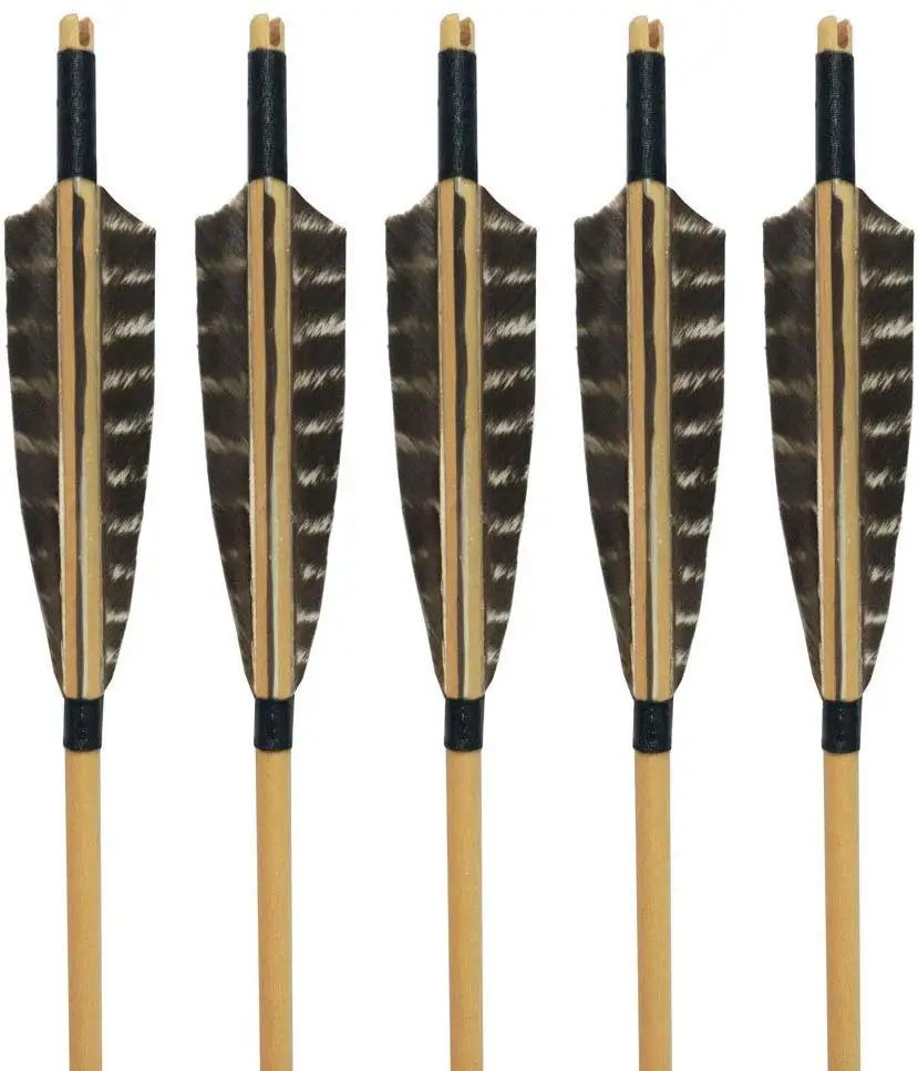 31 ''деревянные стрелы ручной работы 8 мм для стрельбы из лука охотничьи стрелы с черным турецким пером охотничьи стрелы лук для стрельбы