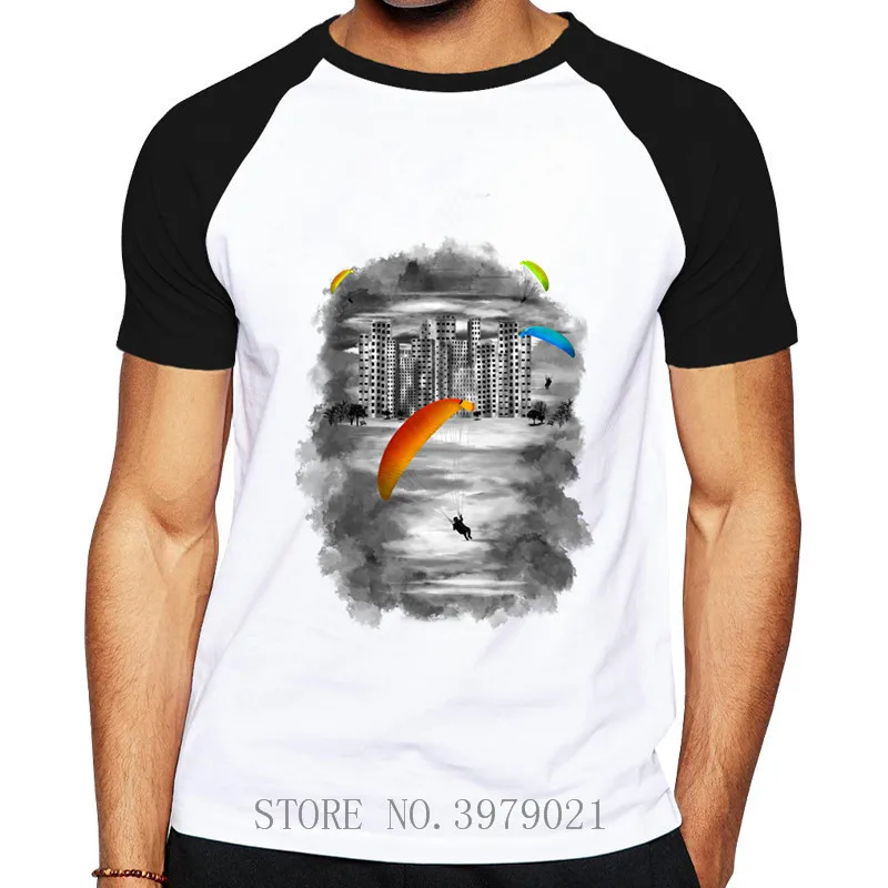 Горячая Распродажа! 100% хлопок парапланерный огромный принт Парапланы Футболка