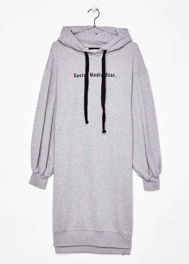 

PatPat Women Letter Print Long-sleeve Hooded Dress Spring Autumn and Winter Leisure