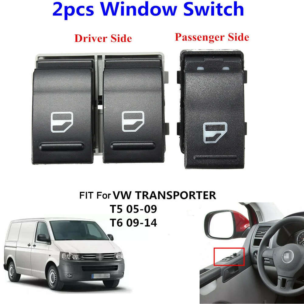 

2Pcs Car Electric Window Switch Button Passenger Driver Side for VW Transporter T5 T6 Car Accessories