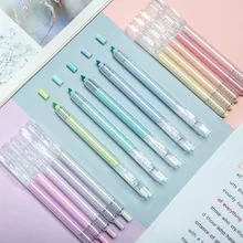 5 stücke Fluoreszenzmarker Drücken Sie Typ Clip Nib Mild Farbe Spot Liner für Papier Fax Büro Zubehör Schule Liefert f501