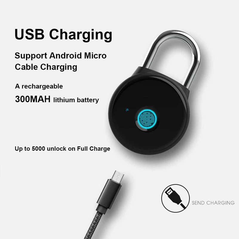 OPQ-Fingerprint Padlock, Smart Padlock App No Registration Needed, Ip65 Weatherproof, Bluetooth Lock with Keyless Biometric Suit