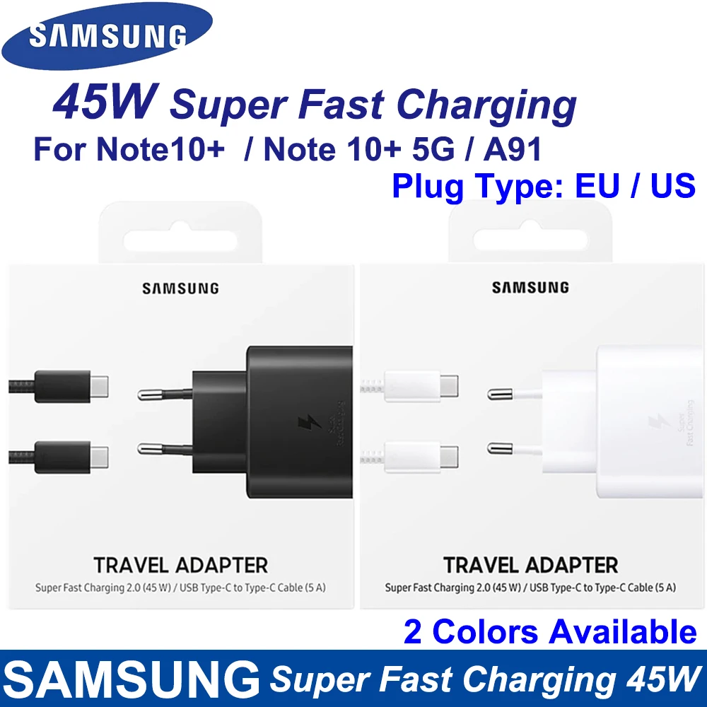 Samsung Оригинальное быстрое зарядное устройство 45 Вт для Galaxy Note 10 + A91 5GUSB-C |