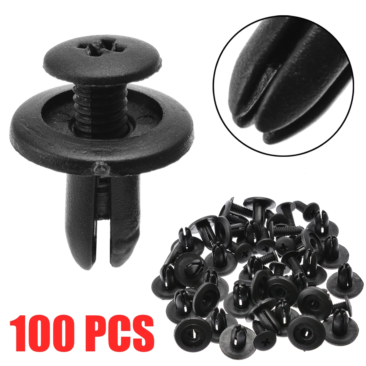 100pcs Universal Car Truck Bumper Fender Rivet Fastener Clips 6mm Hole Black 100pcs Universal Car Truck Bumper Fender Rivet Fastener Clips 6mm Hole Black