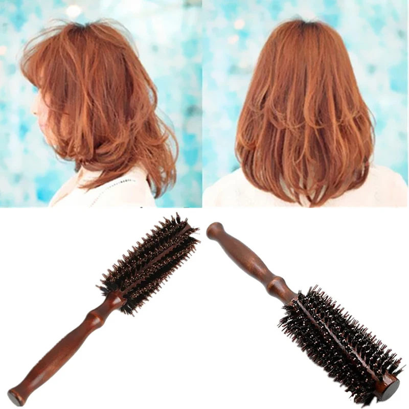 

Pig Bristle Comb Solid Wood Comb Cylinder Twill Comb Shape Comb Hair Salon Home Hair Styling Brush Anti-static comb Hair Comb
