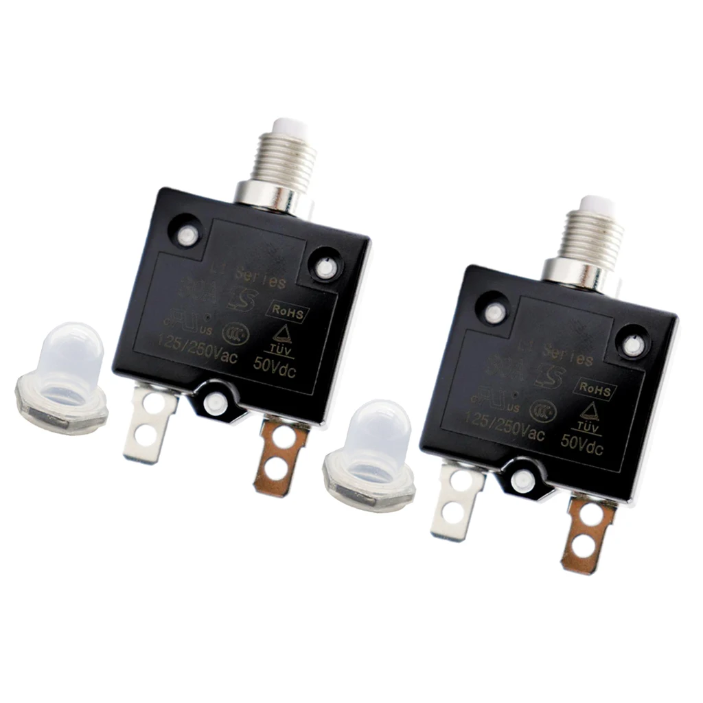 2X 30Amp Circuit Breaker Overload Protector Switch + Clear Waterproof Cap