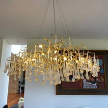 Phube – lustre en cristal avec gouttes d'eau, éclairage de Branches artistiques, couleur claire, éclairage de Salon, abat-jour inclus