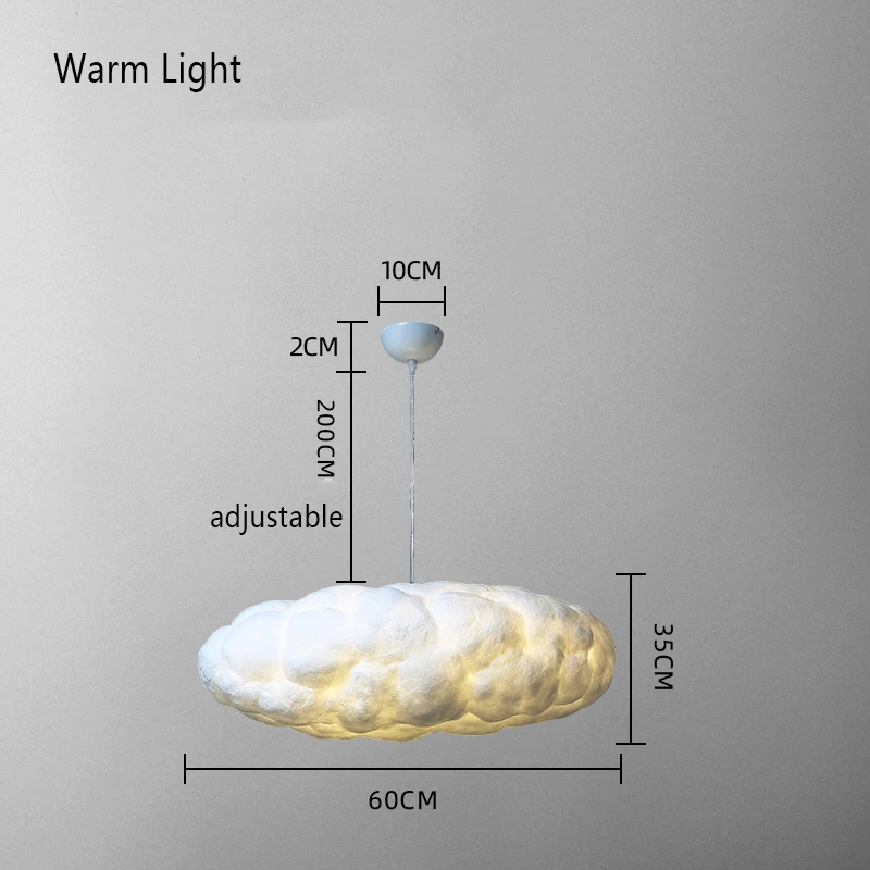 60CM Warm Light Скандинавский светодиодный подвесной светильник из ПВХ, Шелковый абажур, подвесной светильник для гостиной, спальни, ресторана, кафе, декоративный подвесной светильник - Цвет корпуса: 60CM Warm Light