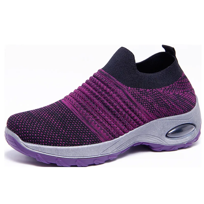 

Breathable mesh socks women shoes Sneakers yellow red flying lady casual shoes wedge fashion platform woman Thick sole sneakers