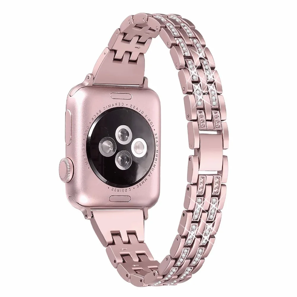 Tschick Bling Женский Для Apple Watch Band, Браслет замена Rhinestone Платье из нержавеющей стали ремешок браслет серии 4 3 2 1