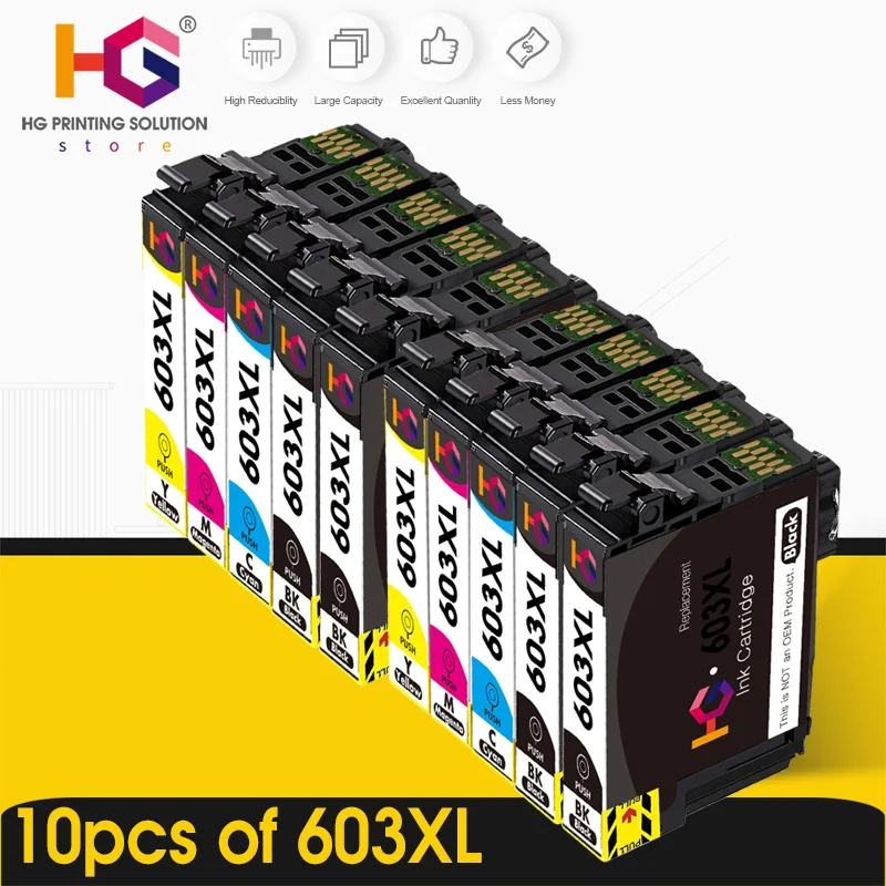 10Pcs 603Xl T603 T603Xl E-603Xl 603 Xl Cartuccia Di Inchiostro Compatibile Per Epson Forza Lavoro Wf-2810Dwf Wf-2830Dwf Wf-2835Dwf