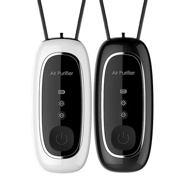 

2 Pcs Hanging Neck Air Purifier Fashion Personal Wearable Purifier Mini Portable Negative Ion Generator Black+White