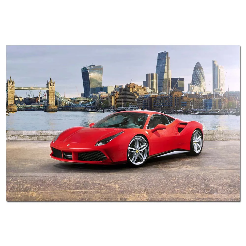 Sports Car 488 Gtb Picture Canvas Poster Wall Art Modern Painting For Home Room Decor