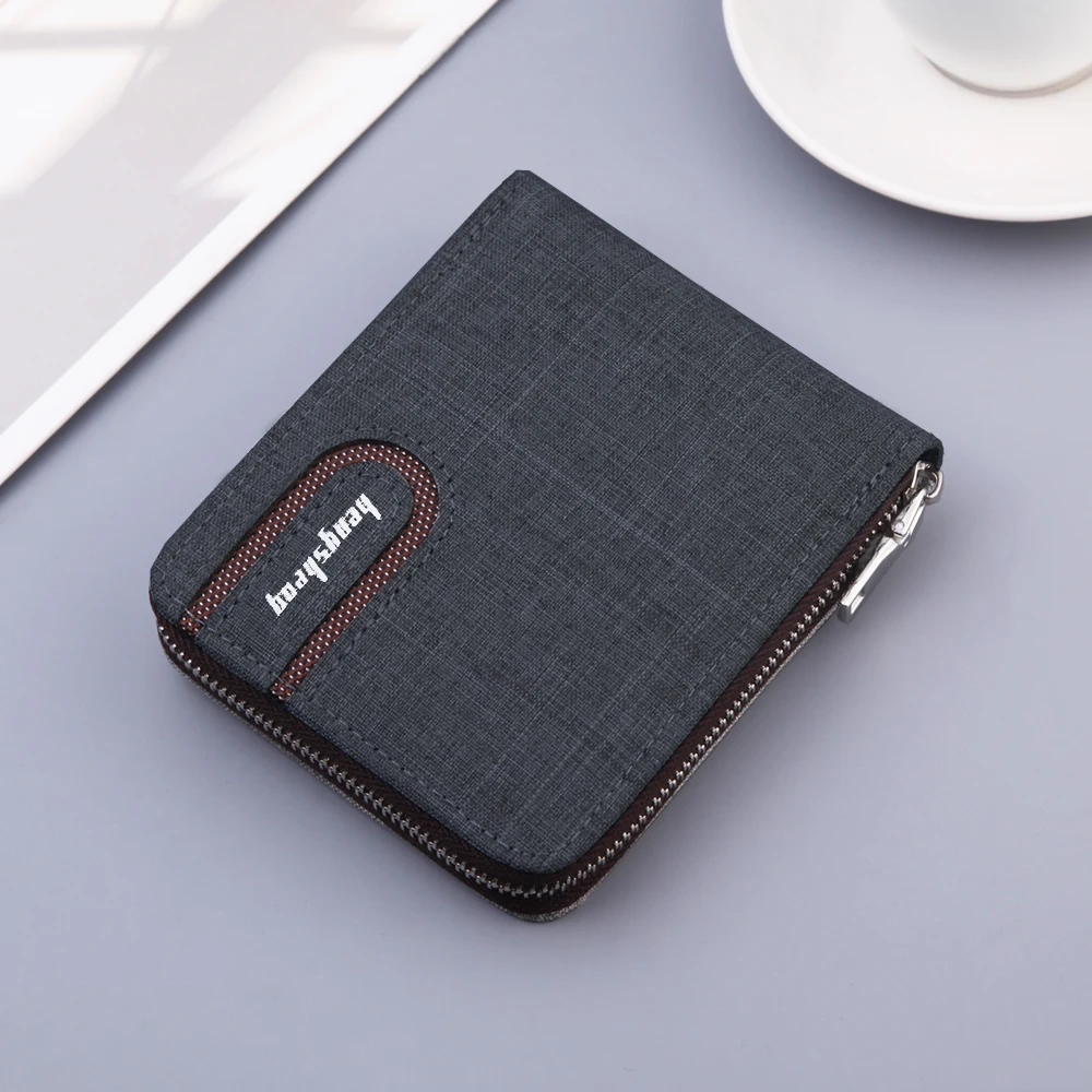 Cartera corta de lona con cremallera para hombre, monedero de mano con bolsillo para monedas, monedero, tarjetero vaquero, novedad de 2020