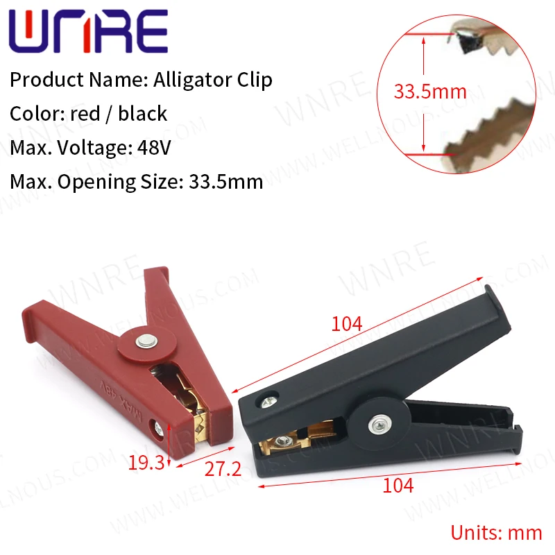 1 Pair Black Red Soft Plastic Coated Testing Probe Metal Mini Alligator Test Clips Crocodile Electrical Clamp