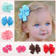 Лидер продаж аксессуары мелкий рубчик лента в форме рыбьего хвоста Заколка-бабочка детская повязка на голову 18 Цвета