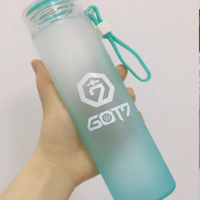 Green KPOP GOT7 чашка для воды никогда не стеклянная бутылка градиент матовый напиток JB Bambam - Цвет: Green