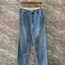 Новые осенние и зимние женские прямые джинсы с высокой талией 1202