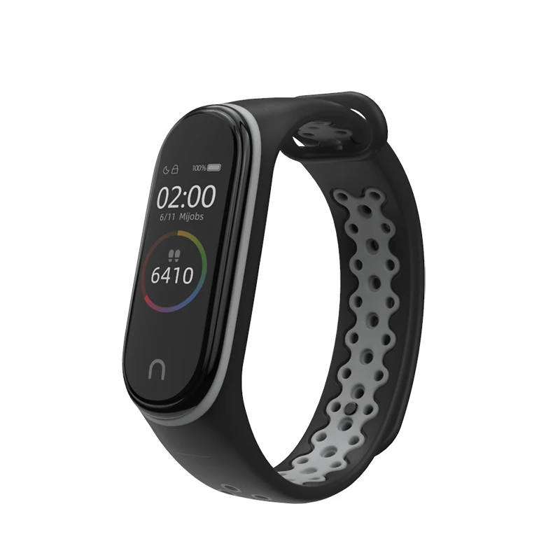 Спортивный mi Band 4 3 браслет на запястье для Xiaomi mi band 3 4 ремешок силиконовый mi Band 3 4 Смарт-часы аксессуары mi band 4 ремешок - Цвет: black gray