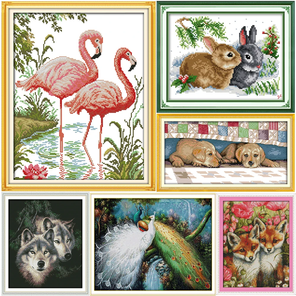 Набор для вышивки крестиком Joy Sunday с изображением пары животных сделай сам|embroidery