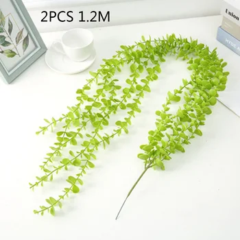 

2pc 102cm Artificial Plant Vine Eucalyptus Lysimachia Wall Hanging Vine Decorative Flower Rattan Dark/Light Green