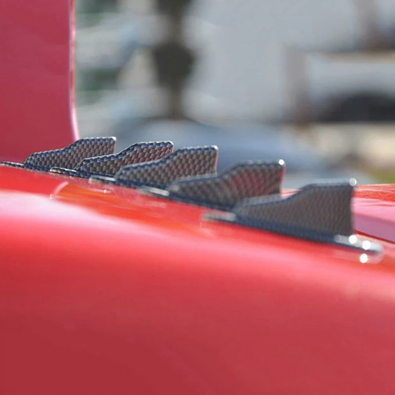 10pcs Universal Car Roof Shark Fin Decorative Aerial Antenna Cover Sticker Base Roof Carbon Fiber Style