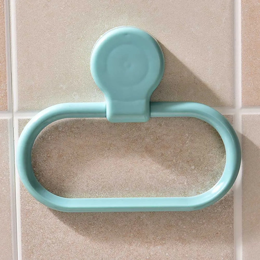 Синий ABS Bathroom Storage Toilet Wall Mount Rack Hangers Coat Paper Decoration Towel Holder Self Adhesive Ring Home Roll Hotel - Цвет: Синий