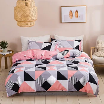 

Geometric Printing Quilt Cover Pillow Case Bedding Double Bed 2Pcs Home Textiles Soft Comfortable Breathable