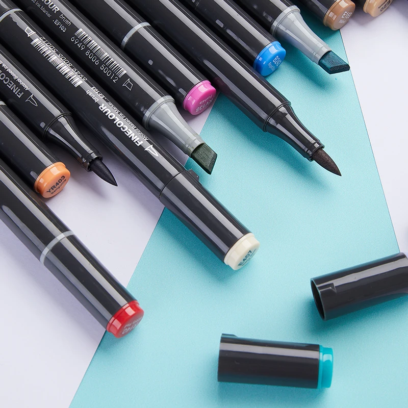 Finecolour EF103 двойная головка Эскиз Арт маркер на спиртовой основе чернила Профессиональный чертежный фломастер на масляной основе Мягкая головка для товары для рукоделия