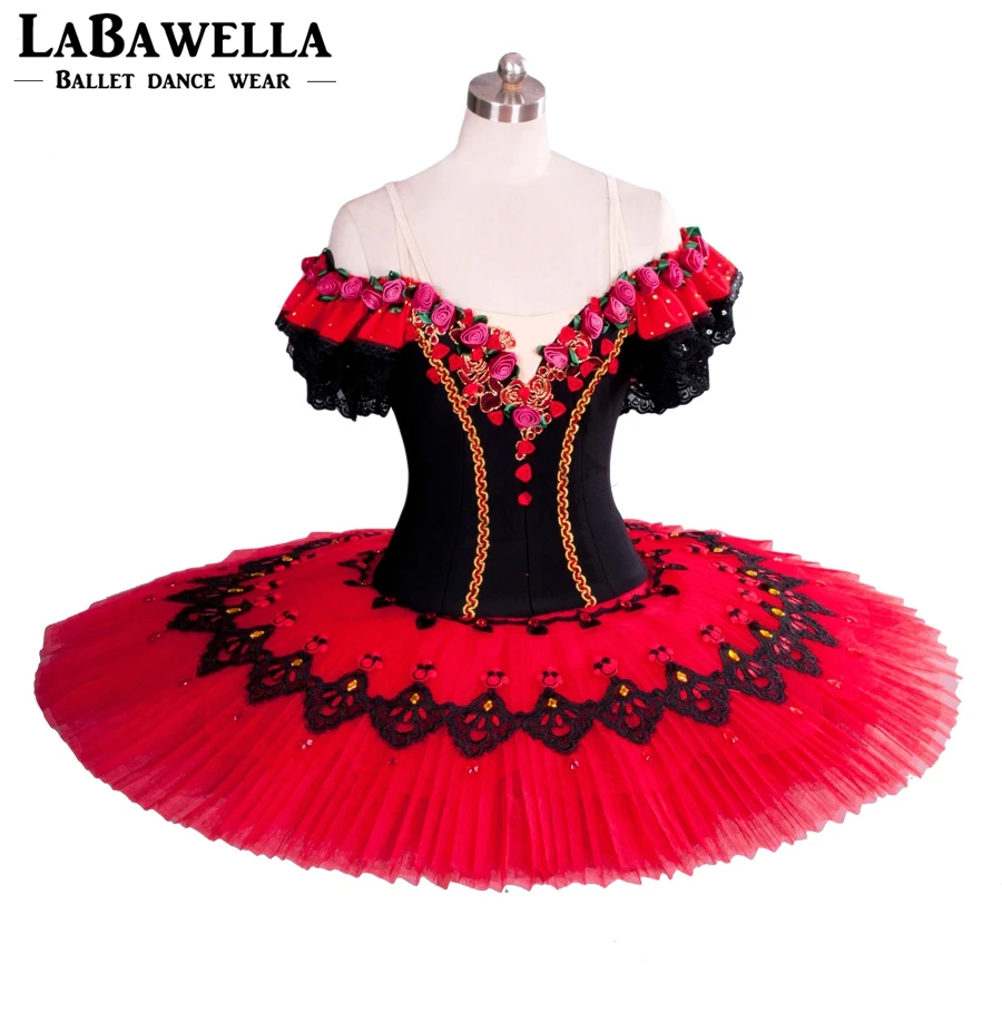 Spanish Ballerina Pancake Tutu Classic Don Quixote Ballet Tutu Costume Red Professional Ballet Tutus Girl BT8957