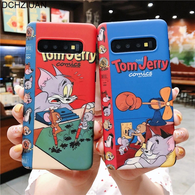 

DCHZIUAN Cute Cartoon Tom Jerry Phone Case For Samsung Galaxy S10 Plus S10e S8 S9 Plus Note 9 8 Soft Silicone Case Cover Coque