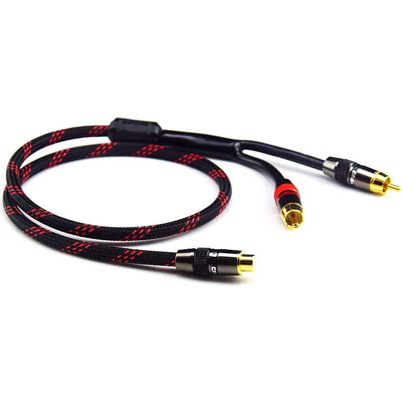 Hifi 4N Чистая медь RCA разъем к 2 RCA разъем один на два сабвуфера усилитель аудио кабель