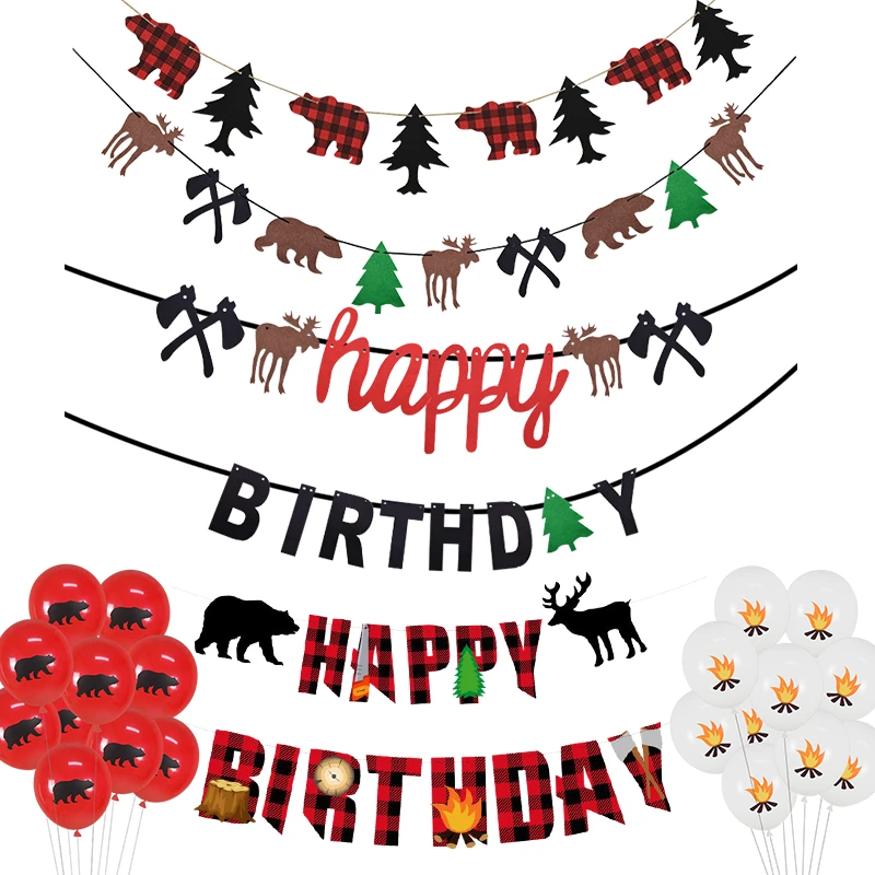 1 Ensemble De Guirlandes A Theme Lumberjack Decoration De Fete Camping Ours Sauvage Joyeux Anniversaire Banniere Suspendue Accessoires De Stand Photo Pour Garcons Aliexpress
