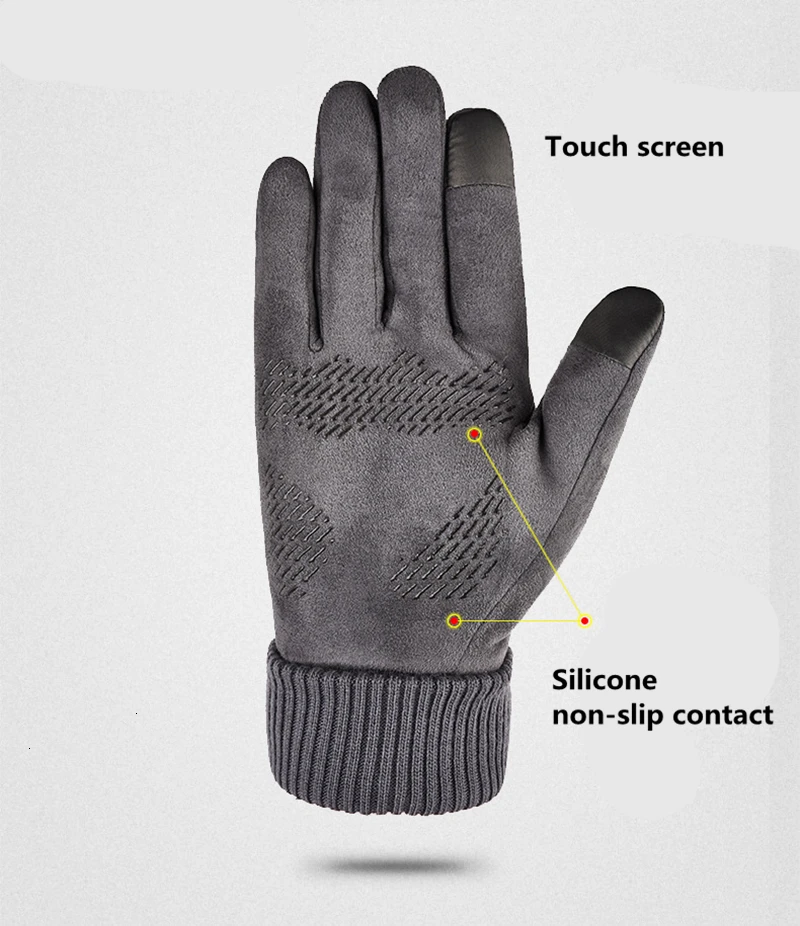 Зимние мужские перчатки для езды на велосипеде и мотоциклах, замшевые теплые рукавицы с сенсорным экраном, ветрозащитные перчатки для езды на велосипеде