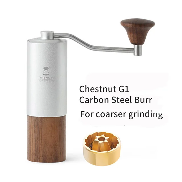 Silver G1 Timemore каштан G1 ручка кофемолка aerolite портативный стальной шлифовальный сердечник супер ручная кофемолка dulex подшипник - Цвет: Silver G1