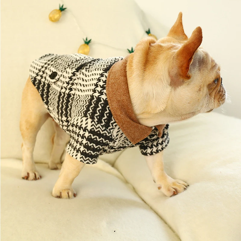 Одежда для собак SUPREPET французского бульдога черно белая клетчатая одежда щенков