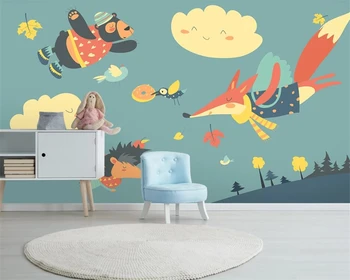 

beibehang Customize new Nordic hand-painted woods small animals children's room background wallpaper wall papers home decor