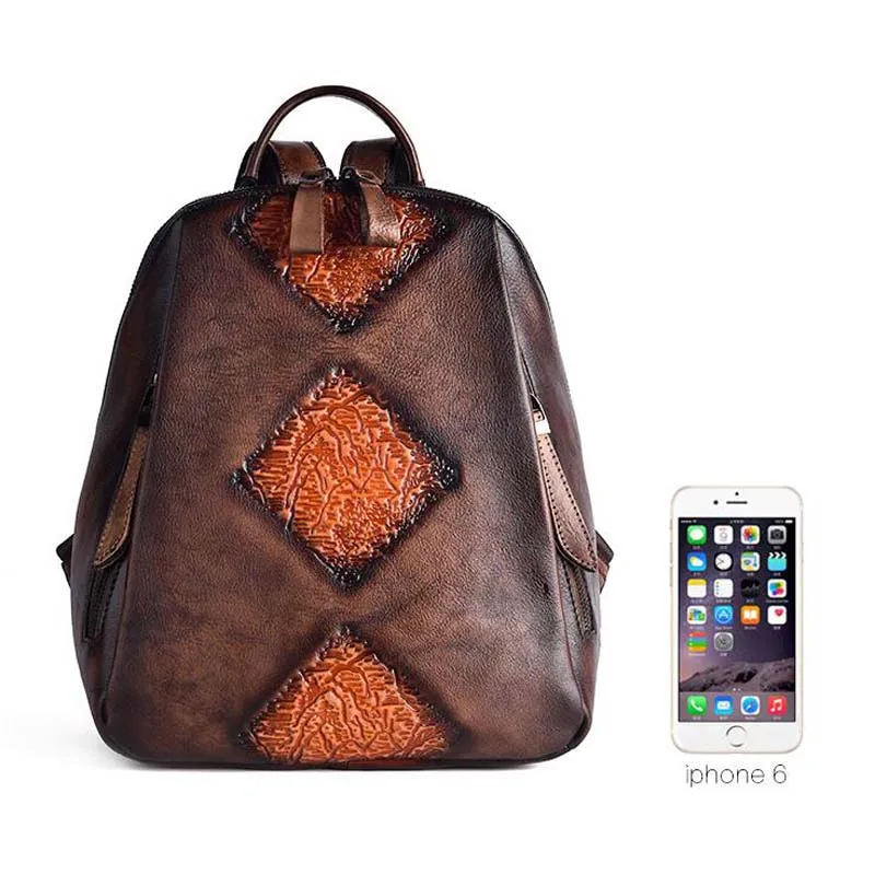 Женский кожаный рюкзак, винтажный рельефный рюкзак Mochila Feminina, повседневный женский рюкзак, женская сумка на плечо, рюкзак для путешествий