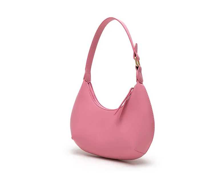 FIRMRANCH Woman's Stylish Solid Color Half Moon Design Sweet Macaron High Quality Daily Date Casual Shoulder Orange Armpit Bag