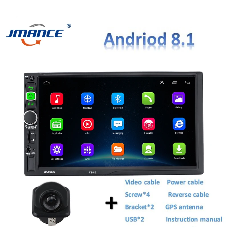 JMANCE автомобильный мультимедийный плеер 2 din android 7916 Авторадио подголовник Автомобильный монитор Автомобильные аксессуары видеоигры pantalla para авто - Цвет: black camera