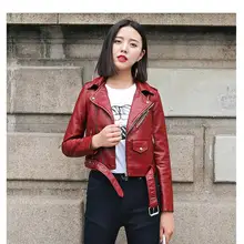 PU искусственная кожа куртка женская классическая байкерская куртка весна осень леди базовое пальто размера плюс верхняя одежда
