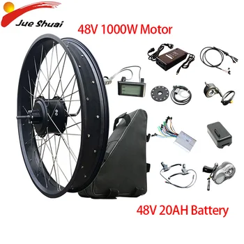 

48V1000W Electric Bike Conversion Kit 20''26''4.0fat tire Bicycle Snow Beach Bike 48V20AH Battery Rear Hub Motor Wheel Ebike Kit