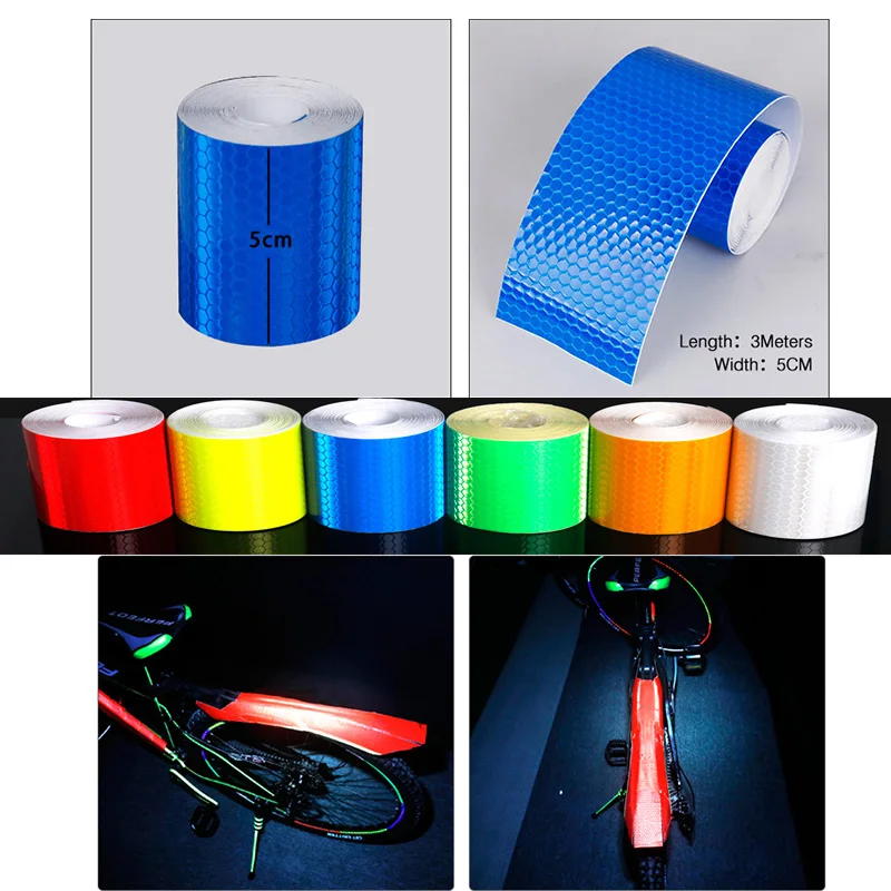 

Bicycle Reflective Sticker 3M*5CM Light Sensitive Straight Strip Reflector Visual Warning Figments Safe Bike Cycling Accessories