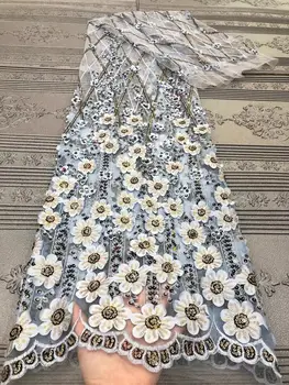 

Bridal Beads Lace Fabric High Quality 3d Lace Fabric Embroidery Tulle Lace For African French Lace Fabric For Party