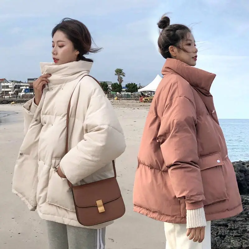 

New Warm Fashion Bubble Coat Solid Standard Collar Oversized Short Jacket Winter Autumn Female Puffer Jacket 2020