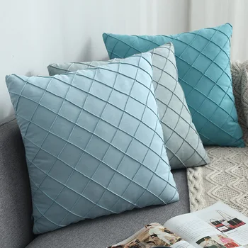

Pillow Cover Cushion Covers Nordic Solid Color Suede Plaid Pillowcloth Decoration for Home Car Bed Sofa Living Room