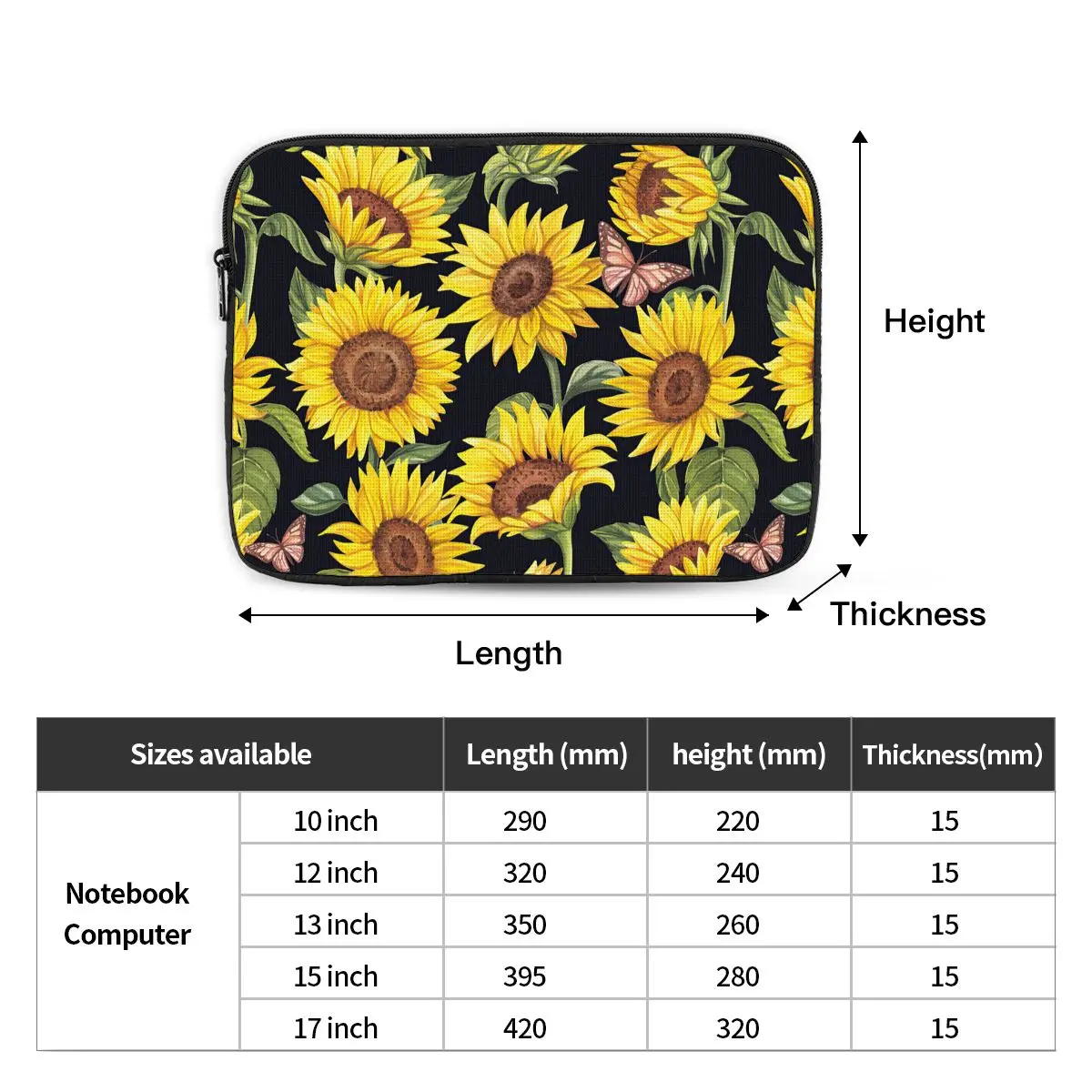  Laptop Bag Case 13 14 15.6 inch Fall Trunk Sunflower
